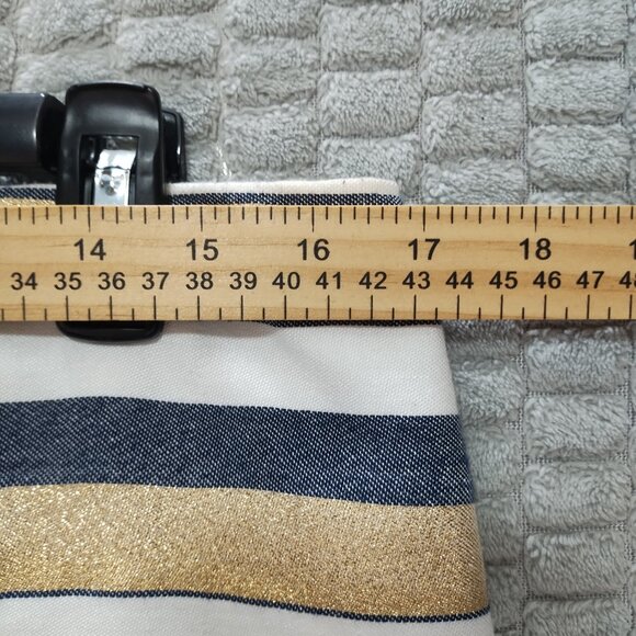 J. Crew Striped Mini Skirt-Navy, Gold, White-Lined-Metallic-Sz 8 - Picture 10 of 12